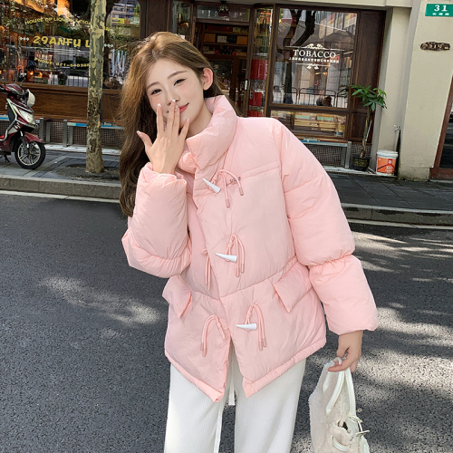 Dongdaemun Korean style horn button small down jacket women's short 2024 new cotton-padded jacket