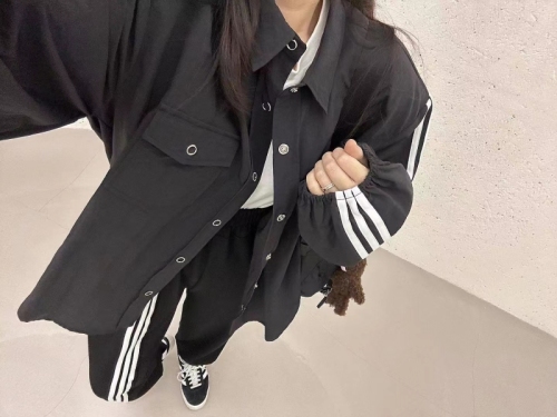 Korea Dongdaemun 24 Spring and Autumn Side Stripe Color Block Jacket