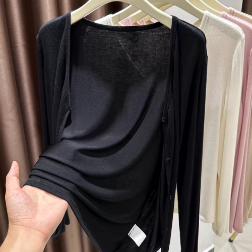 Korean style sun protection cardigan for women summer new suspender skirt with shawl thin blouse long-sleeved small jacket