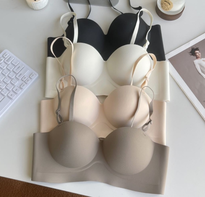 Popular half-cup summer seamless underwear for women with small breasts, push-up flat chest, no steel ring, beautiful back bra