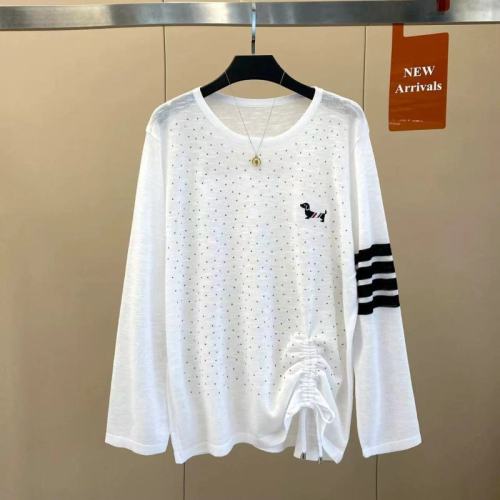 2024 new summer style lazy style loose and light T-shirt skin-friendly soft embroidered dog hot diamond long-sleeved sun protection shirt