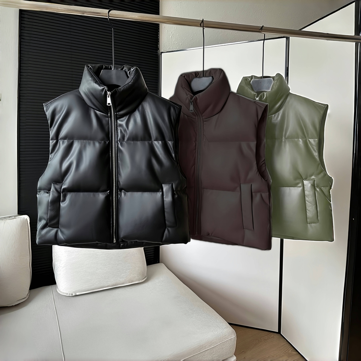 Autumn and winter Internet celebrity Amazon's same fashion slimming PC imitation leather versatile down cotton vest vest for women