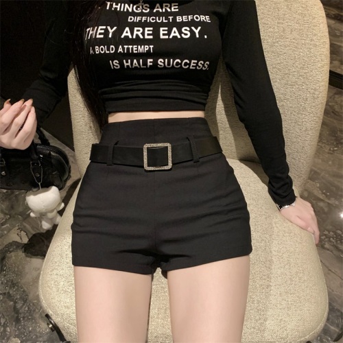 Real shot!  2024 High Waist Sexy Hot Girl Versatile Temperament Slim Fit Casual Short Hot Pants with Belt