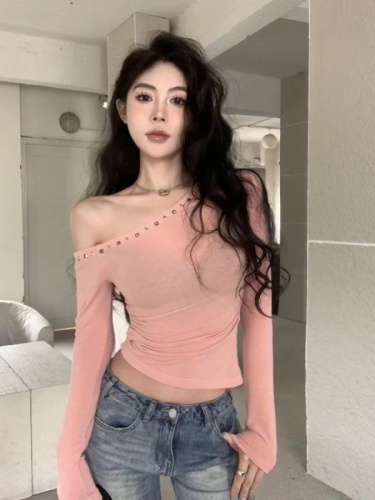 Lace splicing mesh long-sleeved T-shirt women's autumn 2024 autumn new style versatile casual bottoming shirt women's top