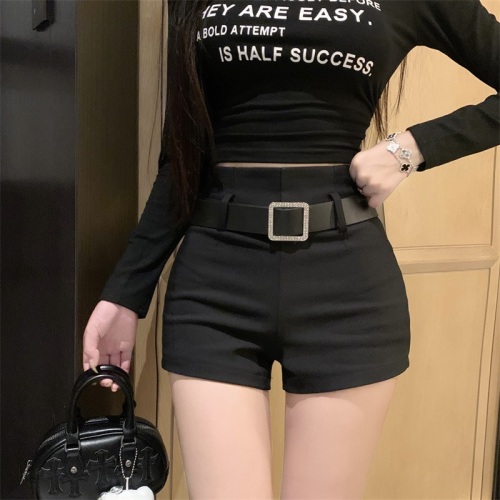 Real shot!  2024 High Waist Sexy Hot Girl Versatile Temperament Slim Fit Casual Short Hot Pants with Belt