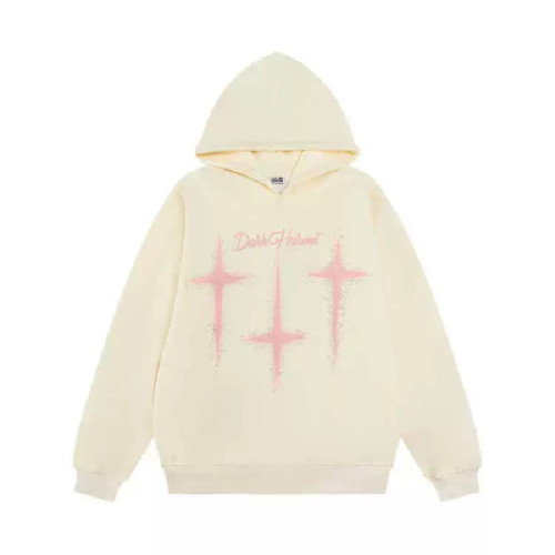 Thousands of girls LULU American street printed cross star oversize loose long-sleeved hooded sweatshirt for women