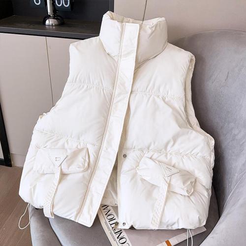 Foreign trade sense streamer down cotton vest for women 2024 autumn and winter new casual layered solid color vest jacket