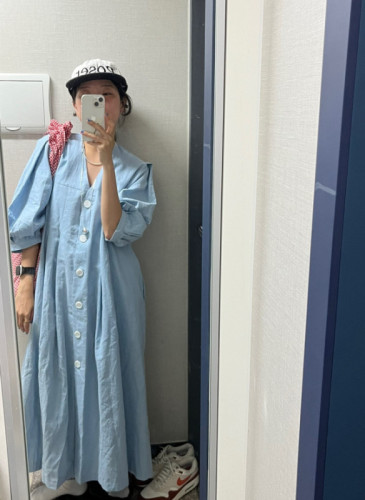 Korean style V-neck loose long dress