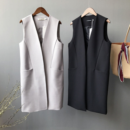 Actual shot ~ 2024 new autumn Korean style simple, slim, stylish, mid-length suit vest for women