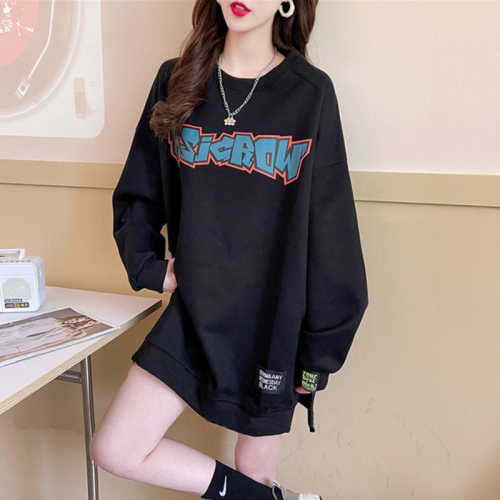 Official photo Chinese cotton composite milk silk spring and autumn thin loose long-sleeved round neck sweatshirt for women