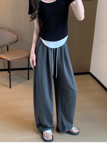 Purple ice silk wide-leg pants for women summer thin texture drape small casual quick-drying Yamamoto loose scimitar pants