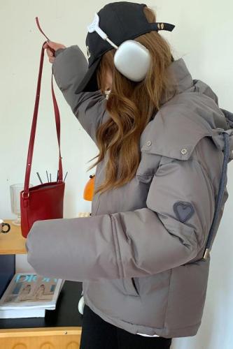 Gray Love Short Down Jacket New Year's Men and Women Couple Thickened Niche Design Bread Winter Jacket