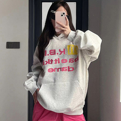 Official picture of American high street letter printed hooded sweatshirt for women autumn and winter 2024 new design thick long-sleeved top