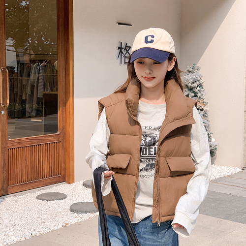 Stand collar down cotton vest women's winter high-end short vest jacket for small people 2024 new style