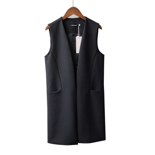 Actual shot ~ 2024 new autumn Korean style simple, slim, stylish, mid-length suit vest for women