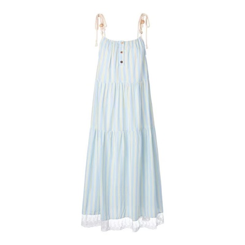 French first love blue suspender dress for women summer 2024 new style small seaside resort style beach long dress