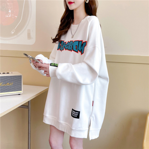 Official photo Chinese cotton composite milk silk spring and autumn thin loose long-sleeved round neck sweatshirt for women