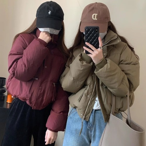 2024 winter new Korean style down jacket for women, short stand collar, small person, thickened fashion jacket, bread jacket, trendy