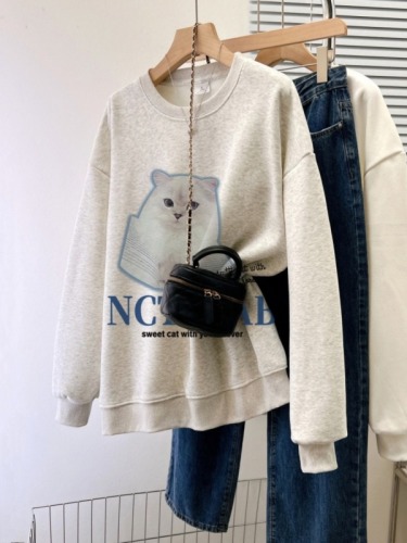 Actual shot of new large size autumn thin sweatshirt for women large size back collar shoulder line M-XXXL