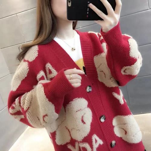 Korean version 2024 new winter clothing women's sweater knitted cardigan loose outer jacket women's clothing autumn and winter versatile