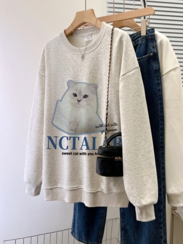 Actual shot of new large size autumn thin sweatshirt for women large size back collar shoulder line M-XXXL