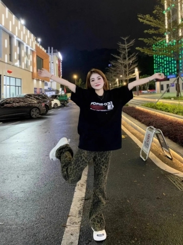 New 2024 American Retro Leopard Print Women's Spring Summer High-Waisted Flowy Straight Leg Wide Leg Floor-Length Pants