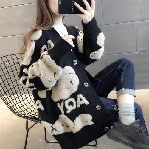 Korean version 2024 new winter clothing women's sweater knitted cardigan loose outer jacket women's clothing autumn and winter versatile