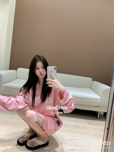 Independent LOVE YOU cherry blossom light pink mesh sports ice hockey uniform long-sleeved T-shirt suit