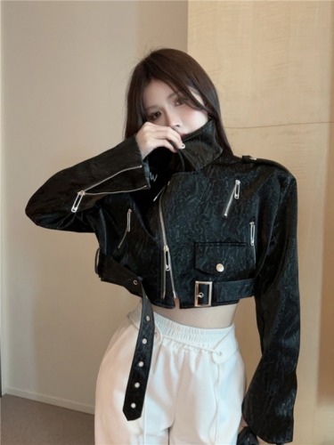 Actual shot ~ 2024 autumn new heavy industry motorcycle hottie letter embroidered lychee glossy PU leather jacket