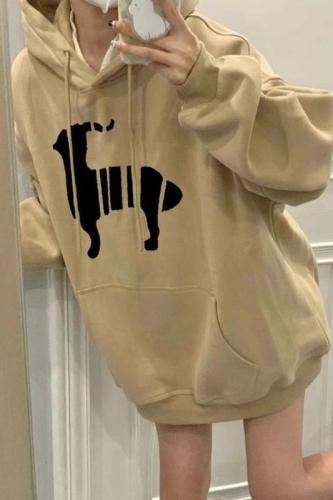 Thin velvet thickened high street American style hooded sweatshirt for women autumn and winter fashion brand oversize niche jacket sweatshirt trend