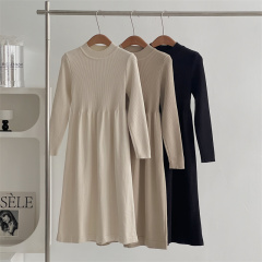 Small half turtleneck knitted dress for women 150cm autumn and winter with coat inside and outside waisted sweater skirt xs