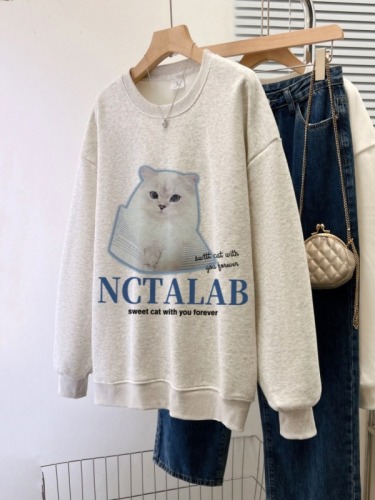 Actual shot of new large size autumn thin sweatshirt for women large size back collar shoulder line M-XXXL