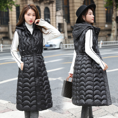 Mid-length down cotton vest 2024 autumn and winter new large size women's thickened vest waistcoat loose waistcoat