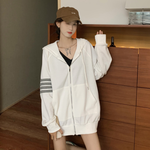 Fish scale early autumn coat hooded sweatshirt Korean style thin loose top women ins