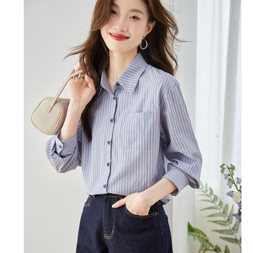 Shirt women's design niche striped temperament top 2024 autumn new fashion style age-reducing French shirt