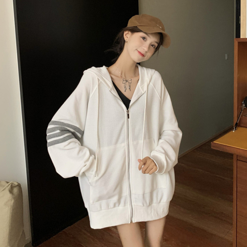 Fish scale early autumn coat hooded sweatshirt Korean style thin loose top women ins