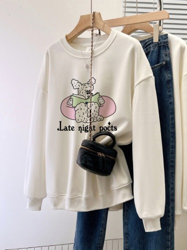 Real shot of large size new autumn thin sweatshirt for women large size back collar shoulder line M-XXXL