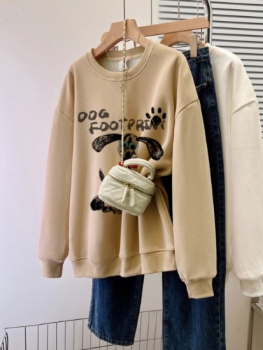 Actual shot of new large size autumn thin sweatshirt for women large size back collar shoulder line M-XXXL