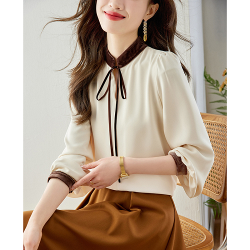 Already shipped, real shot 2024 autumn new long-sleeved shirt, versatile niche light luxury French design shirt