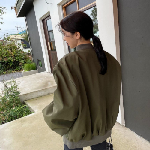 Korean chic autumn and winter versatile thin retro stand-up collar casual loose baseball uniform work jacket jacket for women