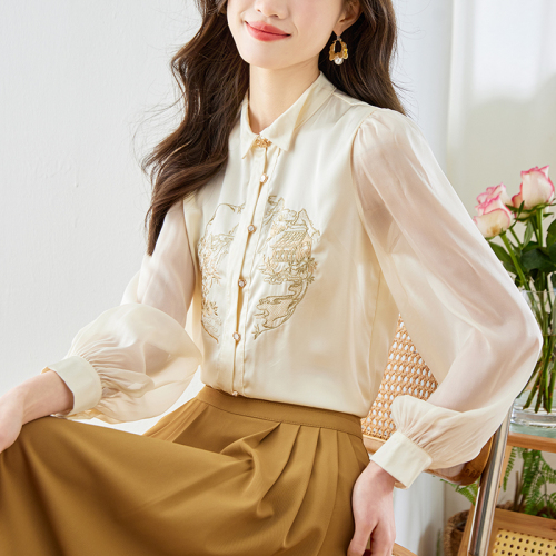 Already shipped 2024 Autumn Actual Shot New Chinese Style Improved Hanfu Han Elements Embroidered Shirt