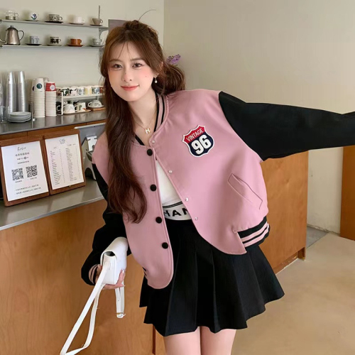 High street baseball uniform for women, college style, Korean style printed personality, handsome jacket, trendy jacket