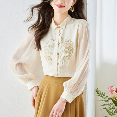 Already shipped 2024 Autumn Actual Shot New Chinese Style Improved Hanfu Han Elements Embroidered Shirt