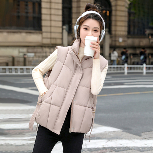 Real shot of cotton vest for women 2024 new autumn and winter new waist slimming versatile drawstring cotton coat