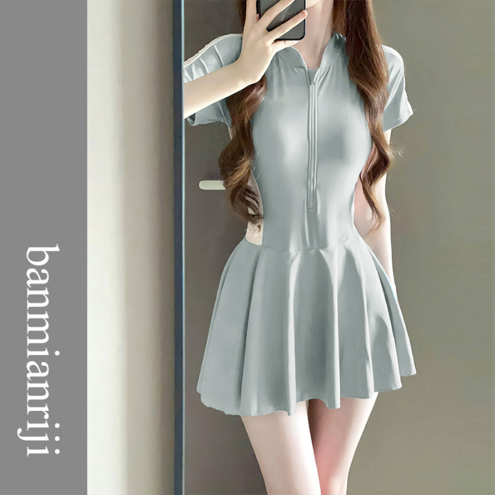 Swimsuits for women, slightly fat girls, summer conservative 2024 new pure desire one-piece large size fat mm high-value appearance and slim
