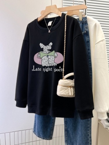 Real shot of large size new autumn thin sweatshirt for women large size back collar shoulder line M-XXXL