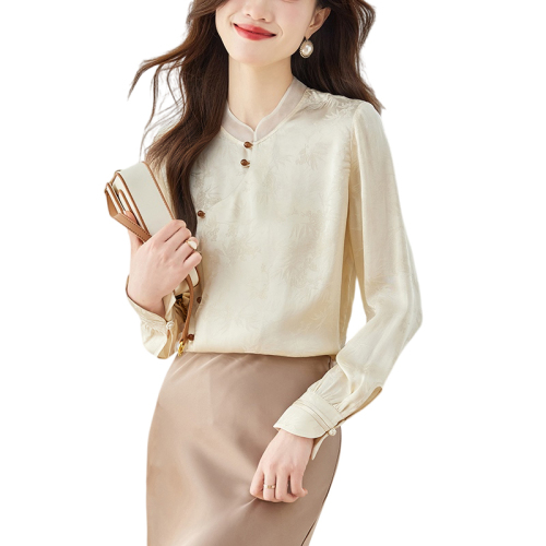 Already shipped 2024 spring and autumn new Chinese style shirt long-sleeved chiffon shirt for women