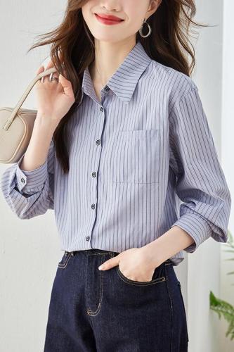 Shirt women's design niche striped temperament top 2024 autumn new fashion style age-reducing French shirt