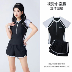 Split swimsuit women conservative belly covering their belly to make them look slim for junior high school students swimming pool special high-quality hot spring swimming suit