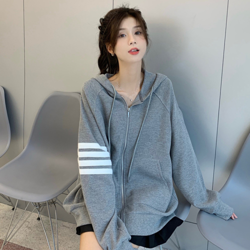 Fish scale early autumn coat hooded sweatshirt Korean style thin loose top women ins